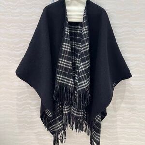 Burberry Black and White Plaid Cape